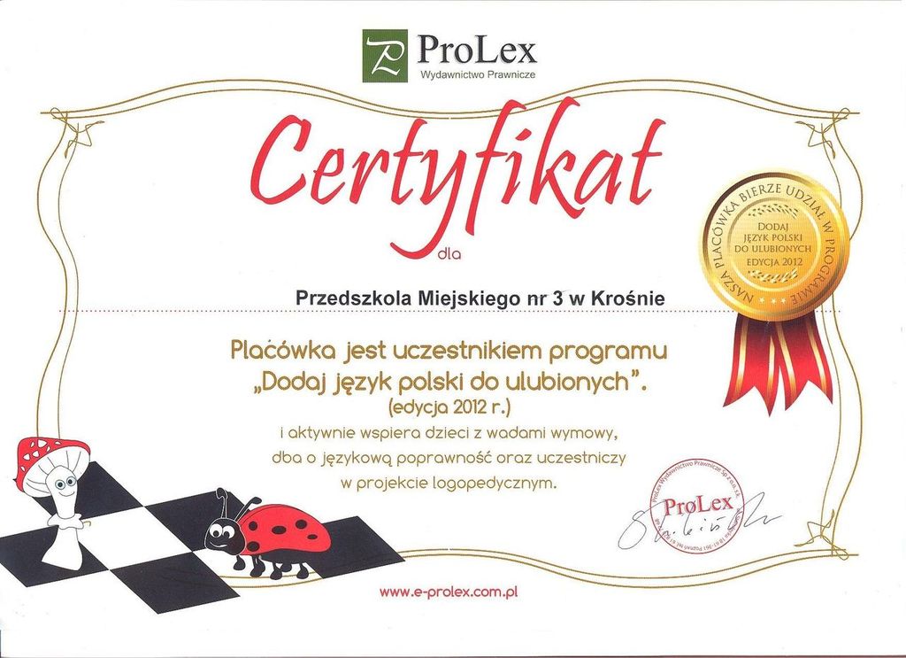 Certyfikat "Dodaj język polski do ulubionych"