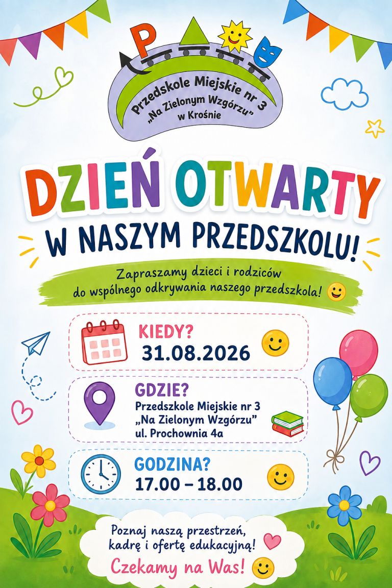 Obrazek wyróźniający wpis Dzień otwarty w Przedszkolu – 31.08.2026 – Zapraszamy!