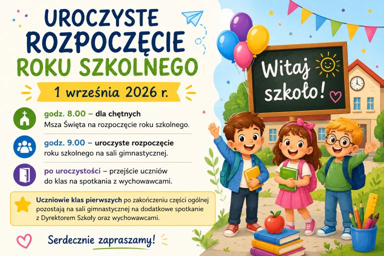 Obrazek wyróźniający wpis Rozpoczęcie roku szkolnego 2026/2027